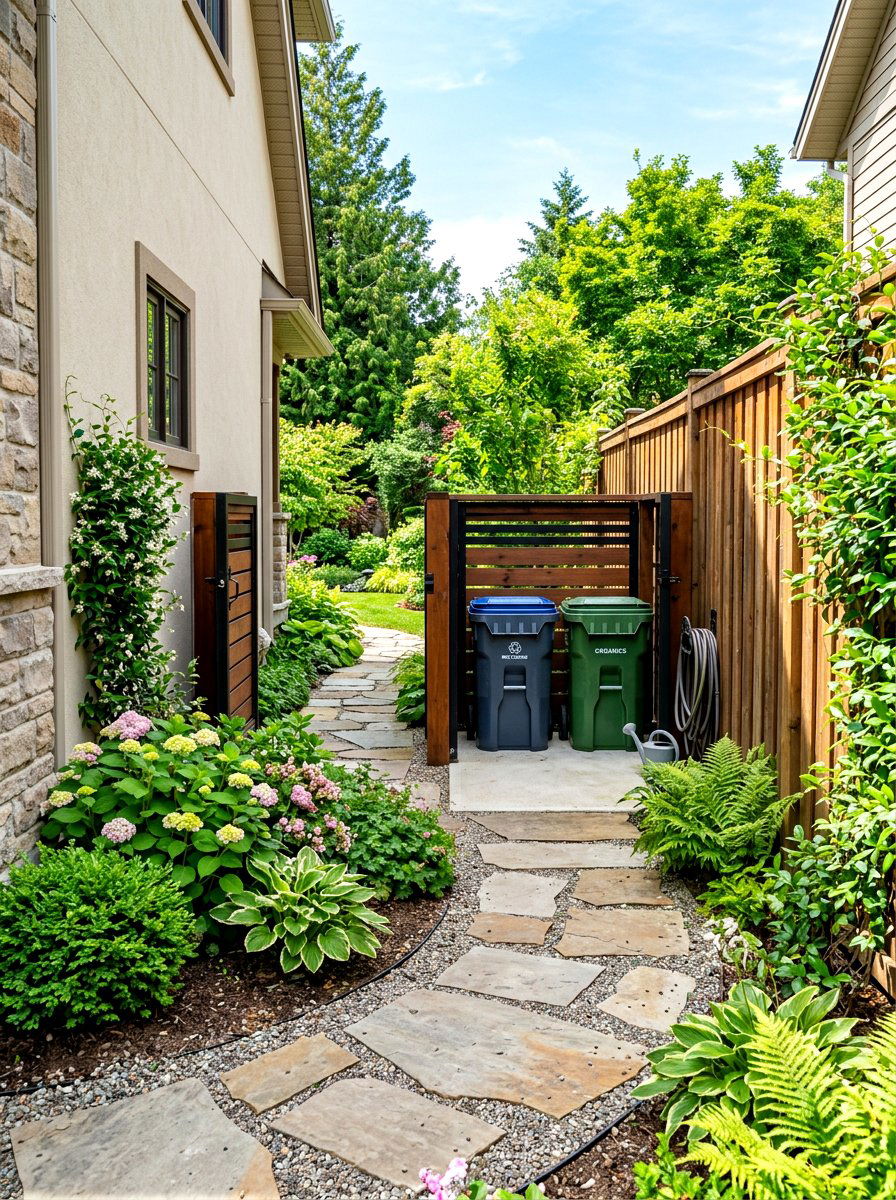 Side yard bin nook - 30 trash can enclosure ideas