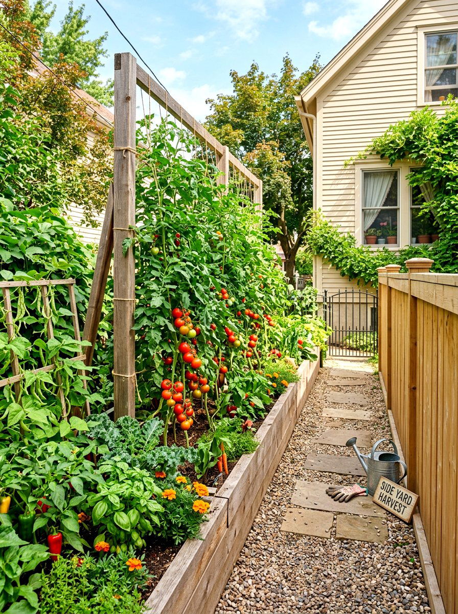 Side yard vegetable garden - 30 narrow raised bed ideas
