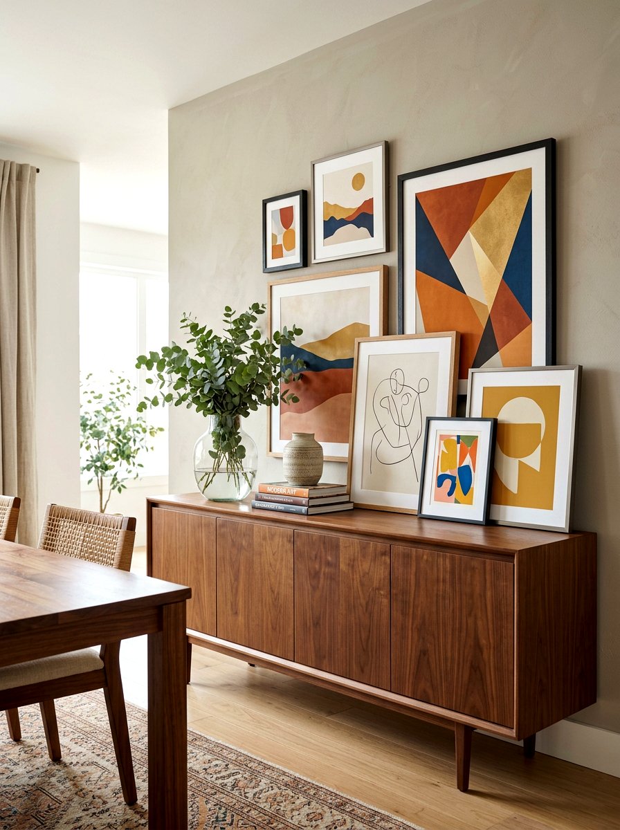 Sideboard Art Decor - 30 leaning art wall ideas