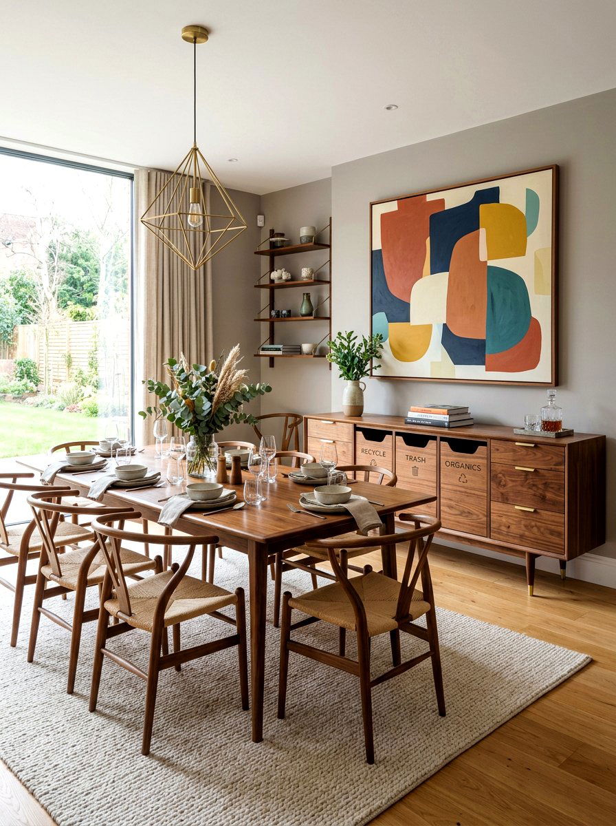 Sideboard With Integrated Recycling - 30 hidden recycling bin ideas