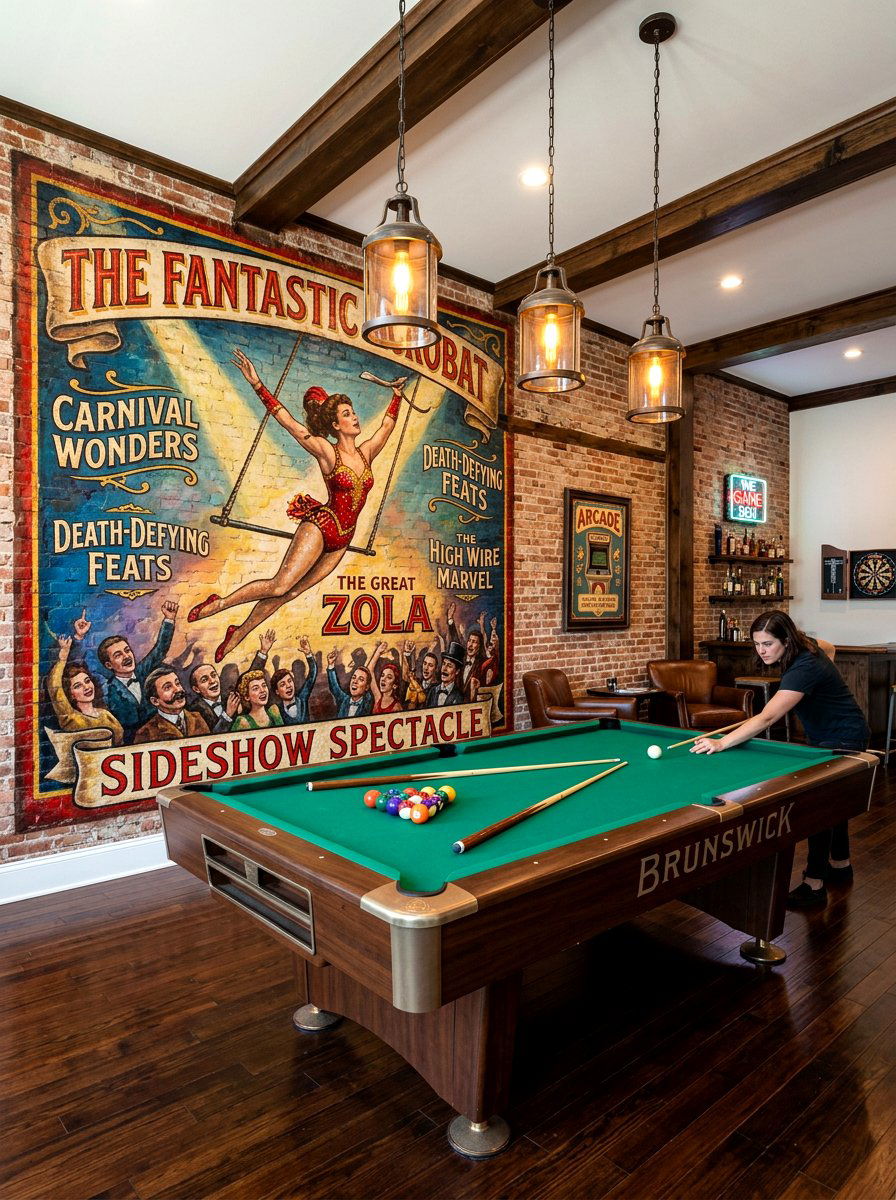 Sideshow banner mural - 30 vintage circus decor ideas