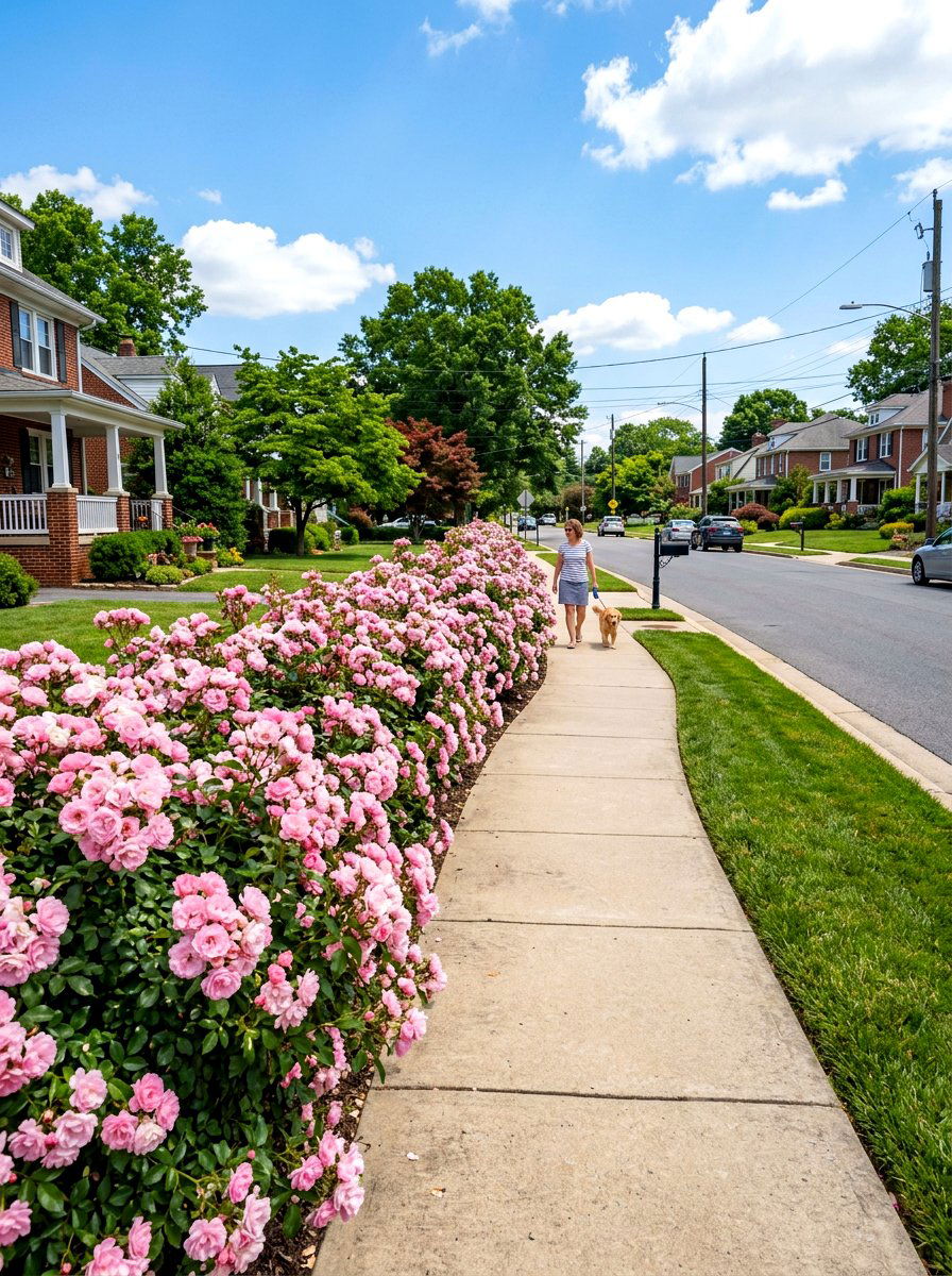 Sidewalk rose hedge - 30 rose hedge ideas