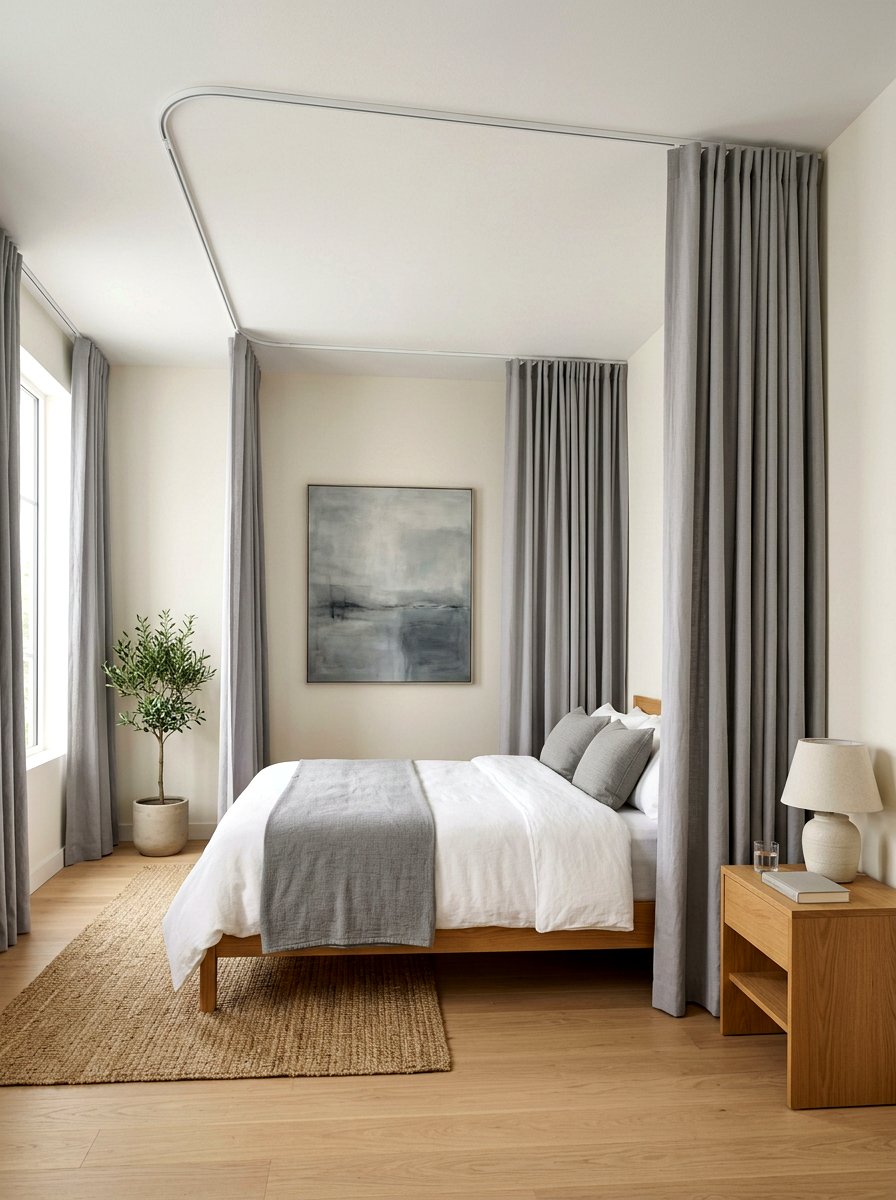 Silent Glide Curtain Track - 30 curtain divider apartment ideas