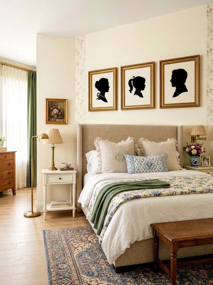 Silhouette Art Bedroom Wall - 30 grandmillennial bedroom ideas