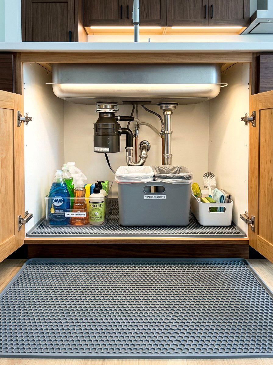 Silicone Sink Cabinet Mat - 30 under sink storage rental ideas