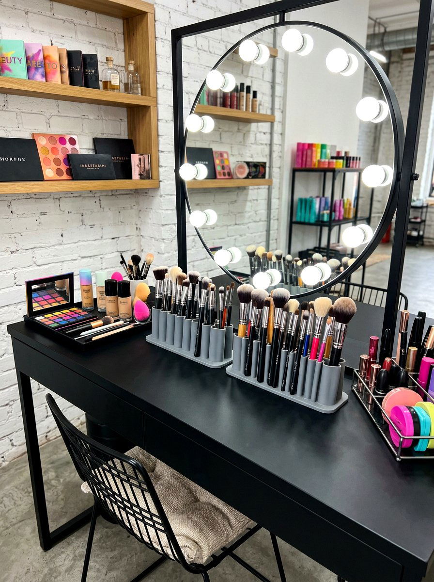 Silicone makeup brush holders - 30 vanity drawer organization ideas