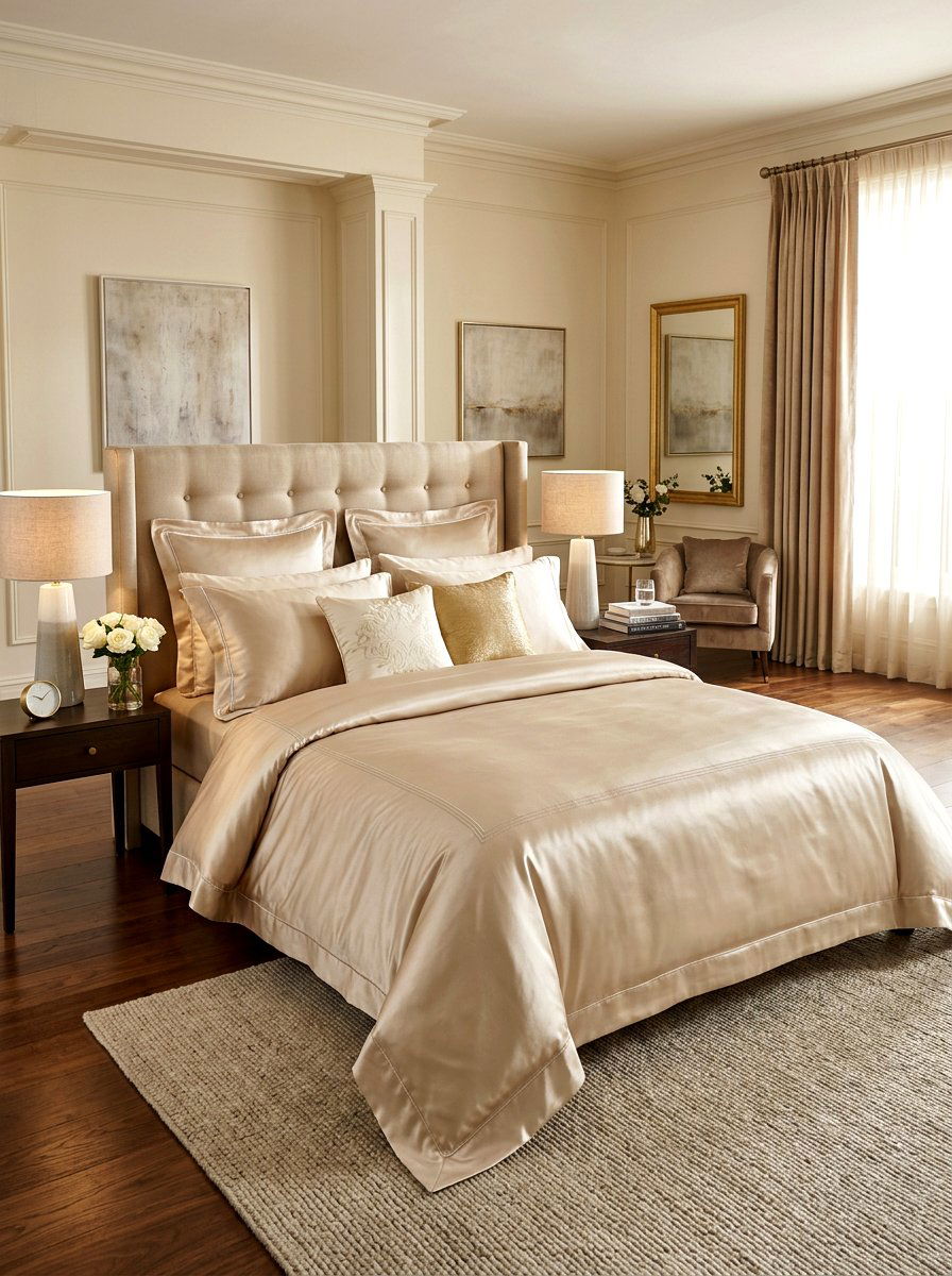 Silk Bedding Set - 30 Parisian bedroom ideas