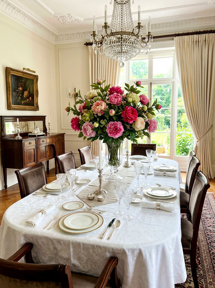 Silk Peony Floral Arrangement - 30 faux plant decor ideas