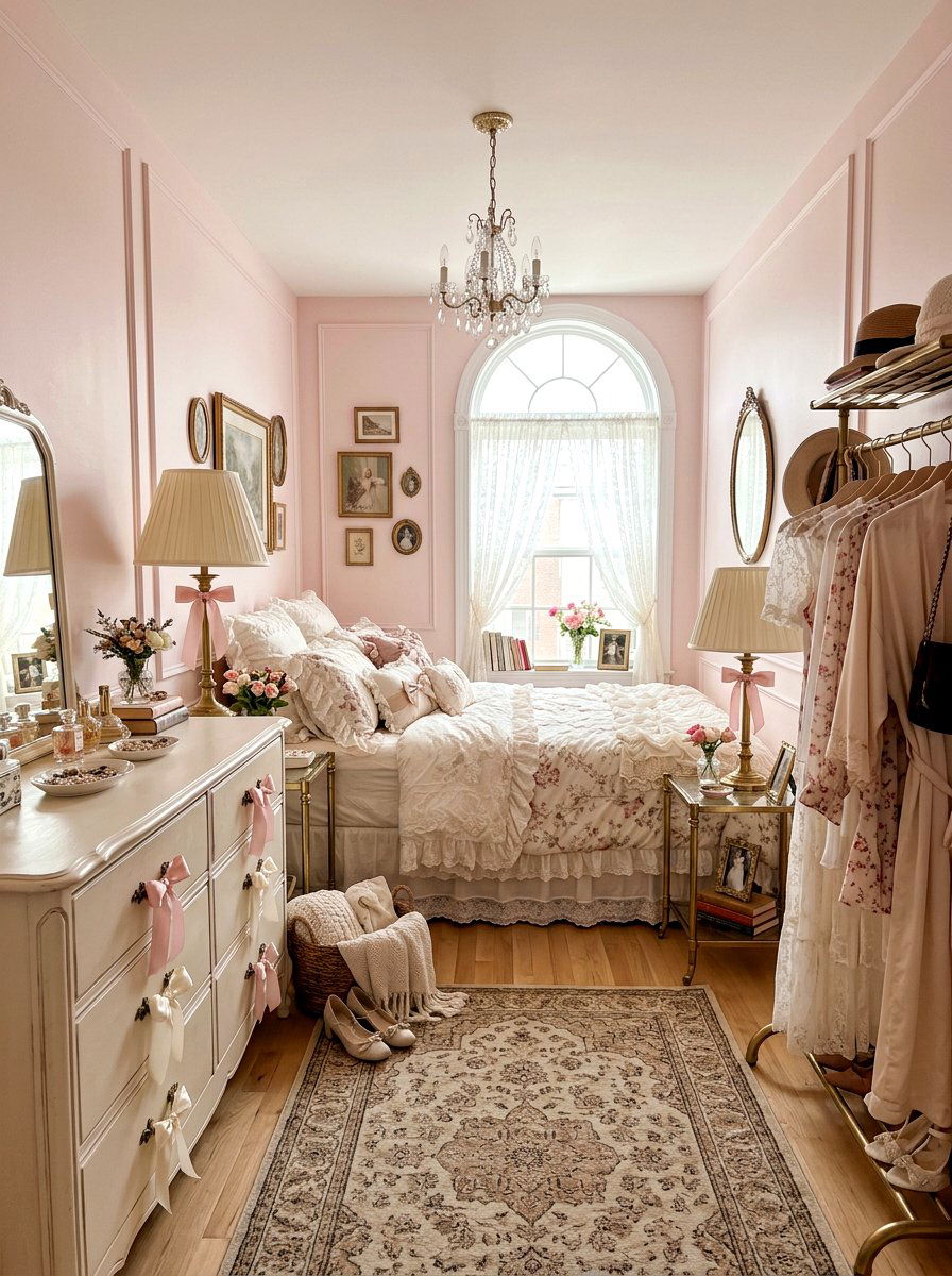 Silk Ribbon Accents - 30 coquette room decor ideas