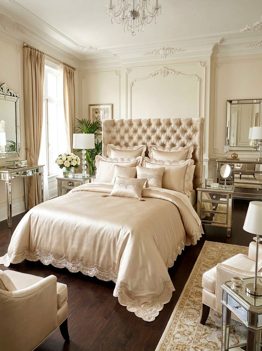 Silk Scalloped Bedding Design - 30 scalloped pillow bedding ideas