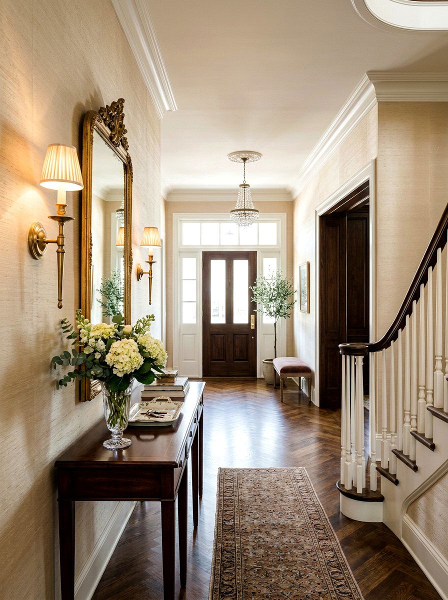Silk Wallpaper Finish - 30 old money foyer ideas