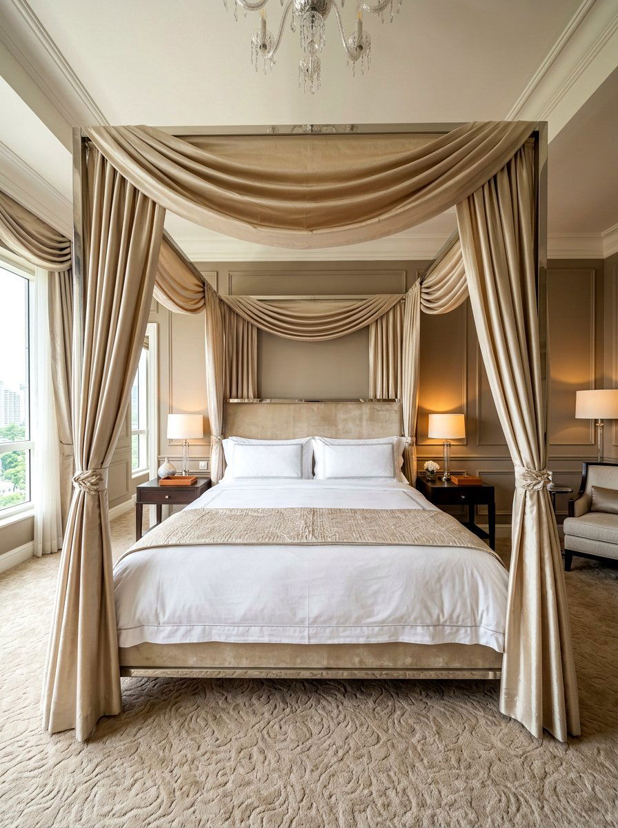 Silk draped canopy bed - 30 draped canopy bed ideas