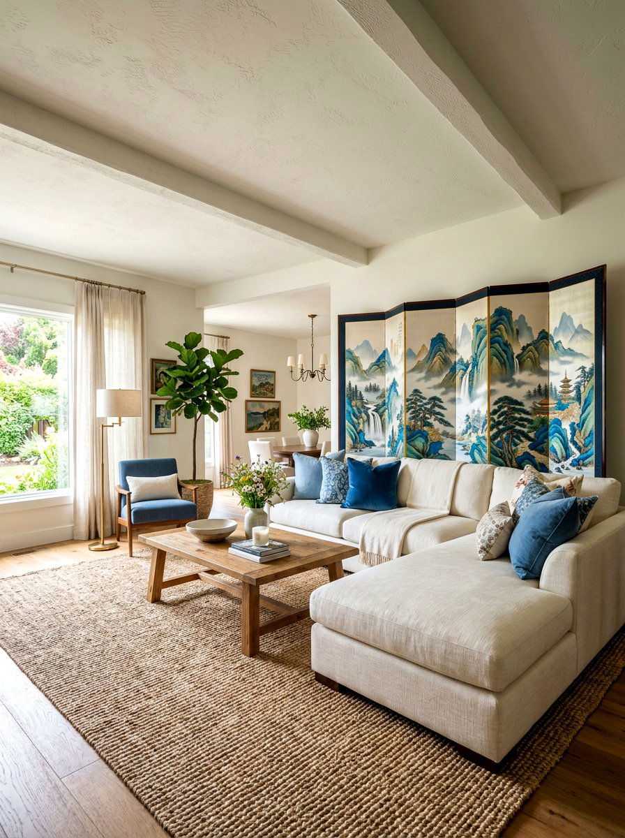 Silk folding screens - 30 chinoiserie decor ideas