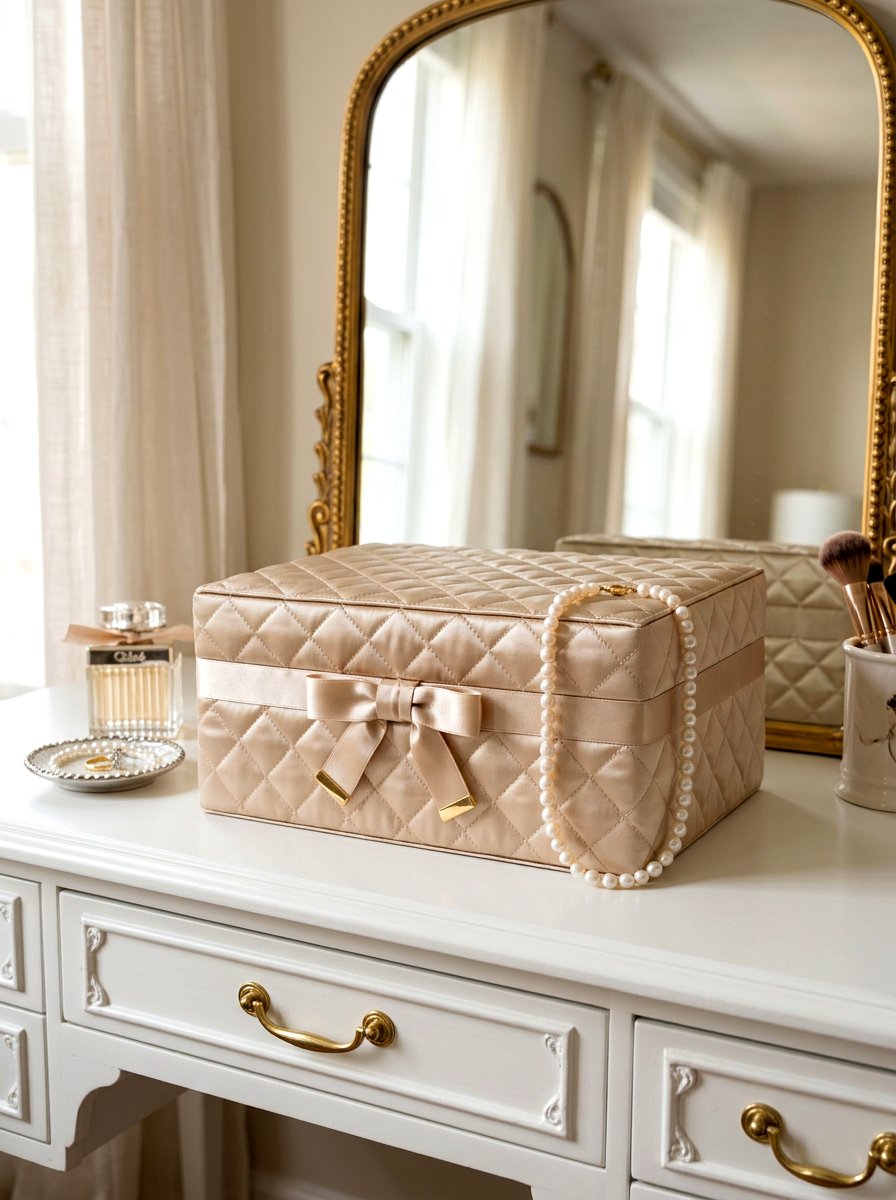 Silk jewelry box - 30 coquette vanity ideas