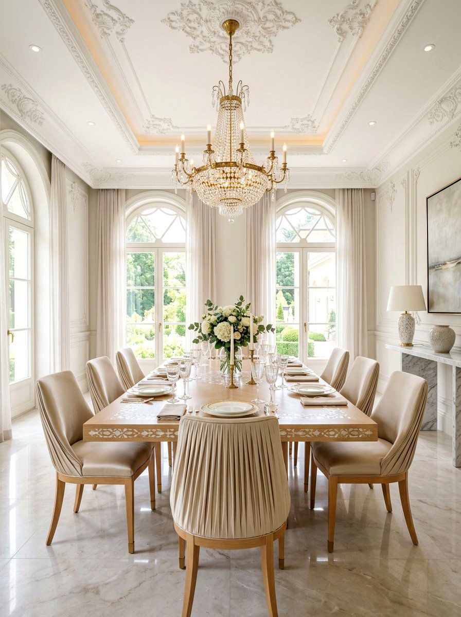 Silk waterfall pleat chair - 30 pleated dining chair ideas