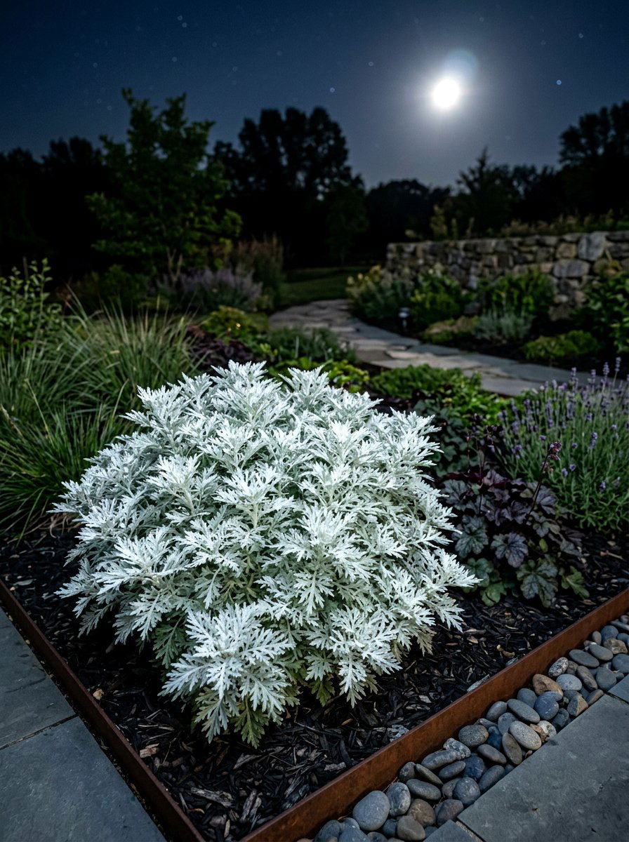 Silver Artemisia Plant - 30 moon garden backyard ideas