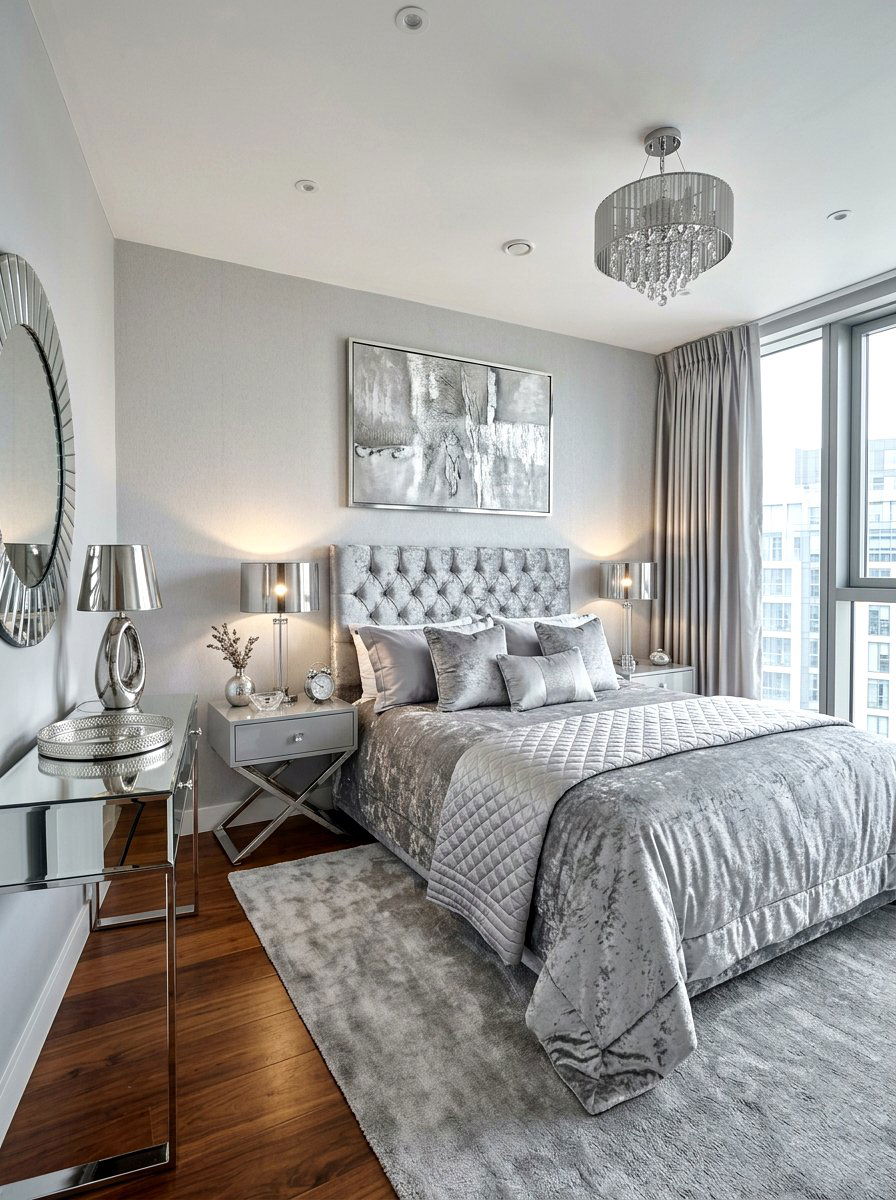 Silver Bedroom - 30 monochromatic bedroom ideas