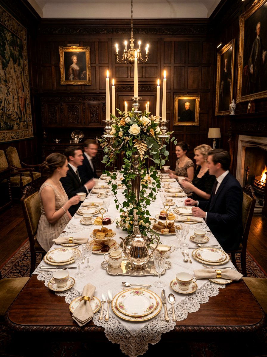 Silver Candelabra Centerpiece - 30 English tea tablescape ideas