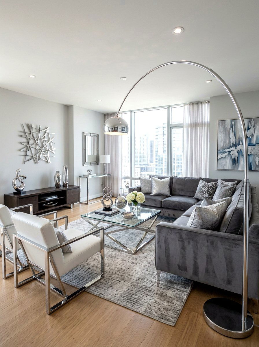 Silver Chrome Decor - 30 futuristic glam living room ideas