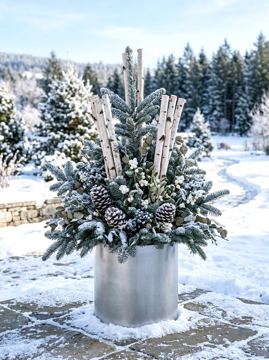 Silver Fir Arrangement - 30 winter container garden ideas
