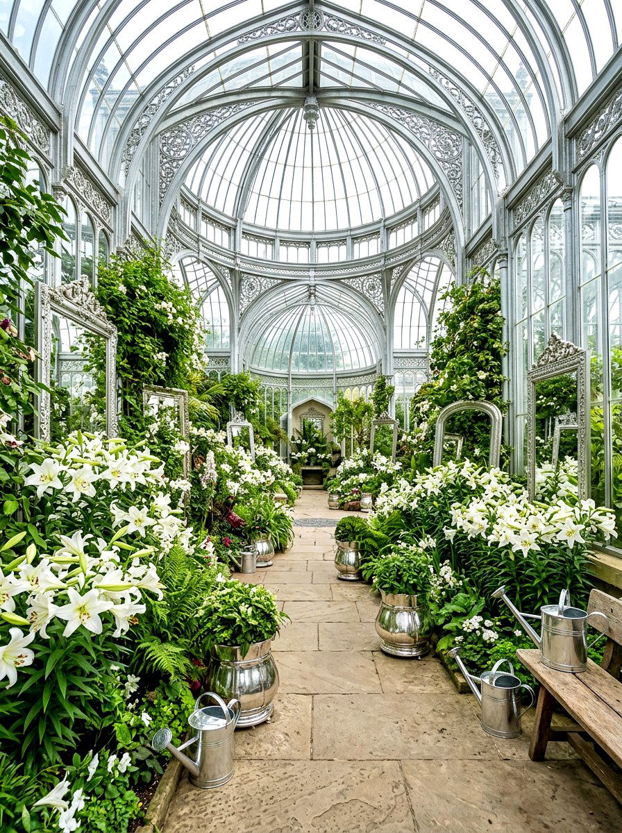 Silver Floral Conservatory - 30 metallic holiday decor ideas