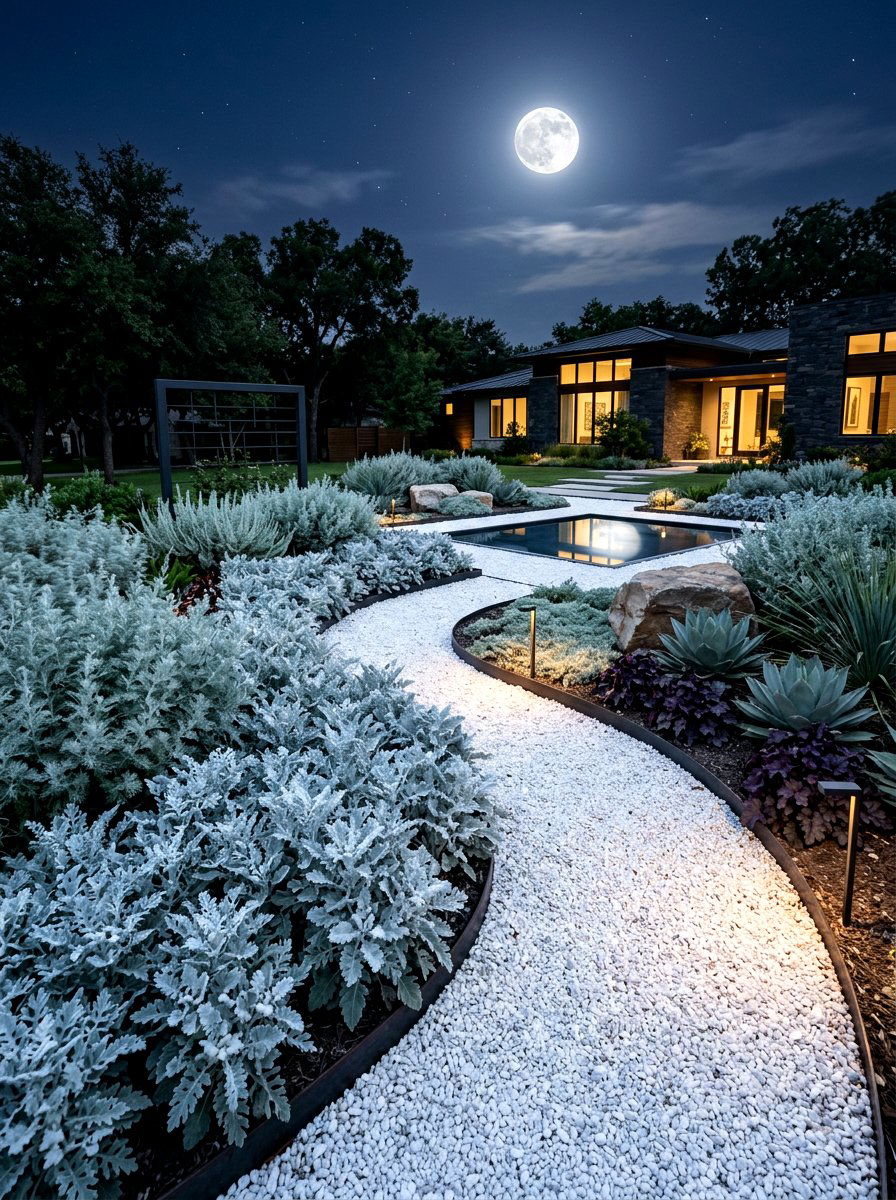 Silver Foliage Moonlight Garden - 30 moonlight garden ideas