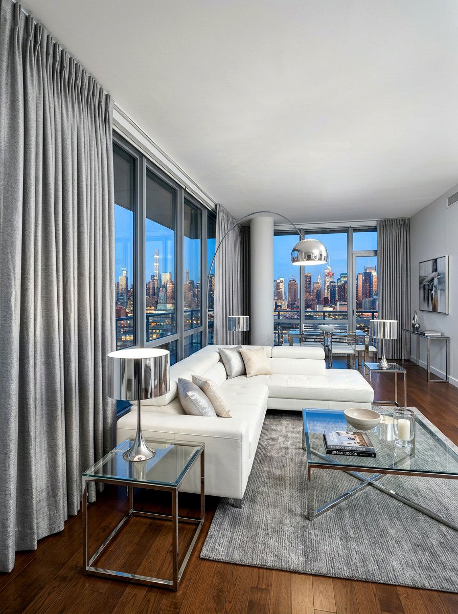 Silver Gray Curtains For Modern Penthouse - 30 drapery color ideas