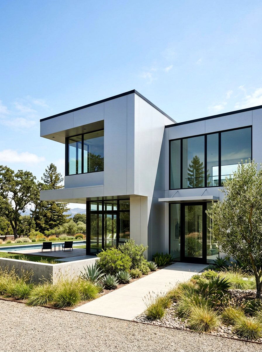 Silver Gray Modern Minimalist Home - 30 gray house exterior ideas