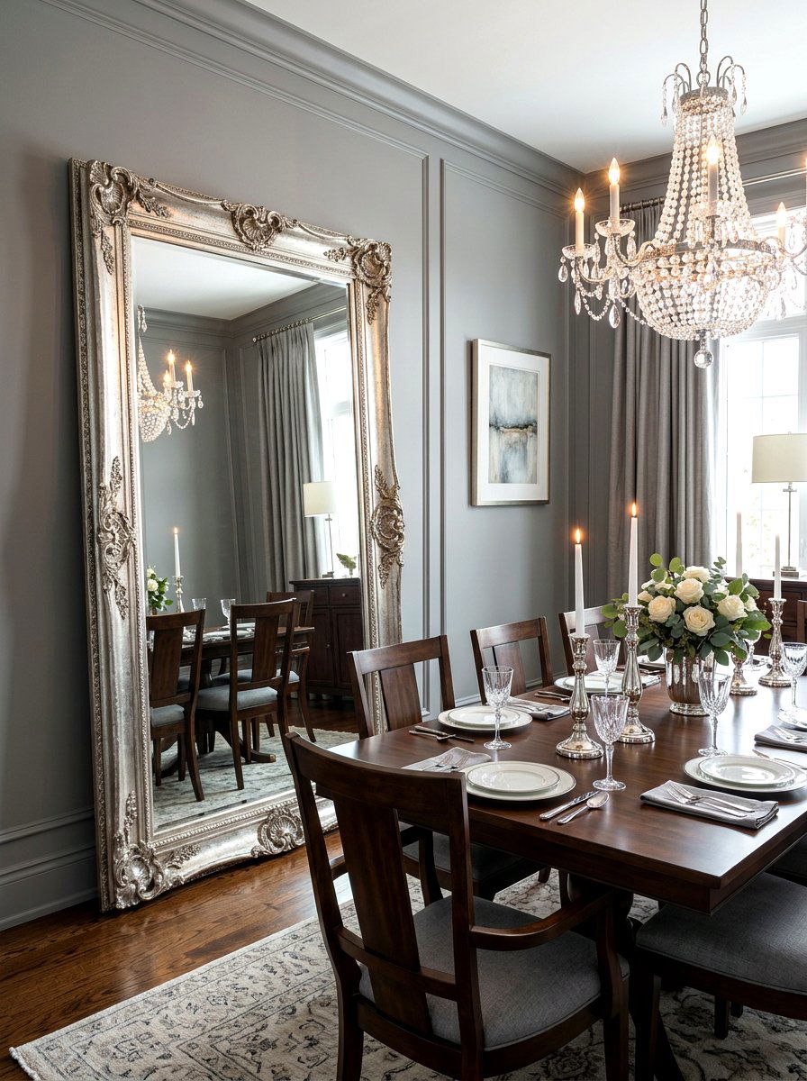 Silver Leaf Floor Mirror Formal Dining - 30 oversized mirror leaning wall ideas