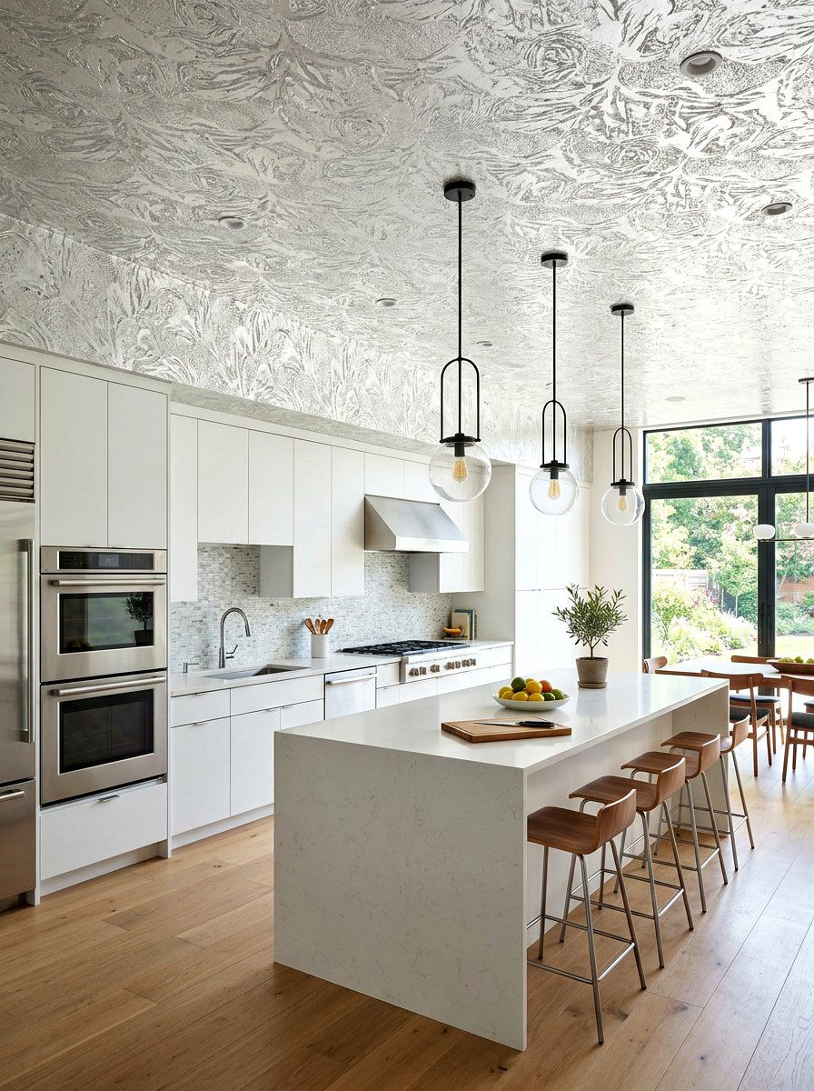 Silver Leaf Kitchen - 30 wallpaper ceiling ideas