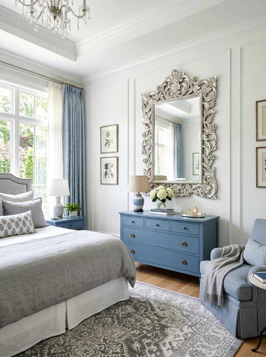 Silver Leaf Mirror Bedroom - 30 grandmillennial bedroom ideas