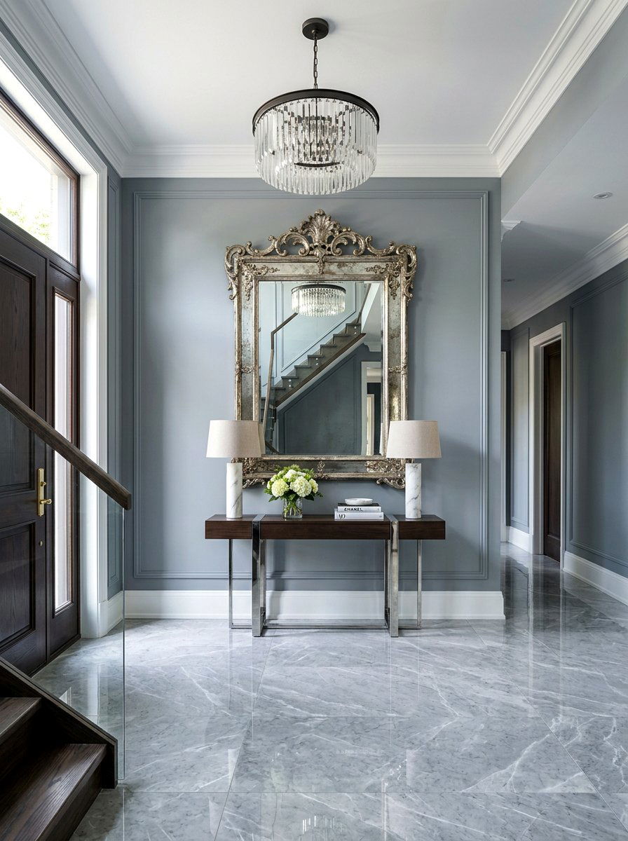 Silver Leaf Mirror Foyer - 30 antique mirror foyer ideas