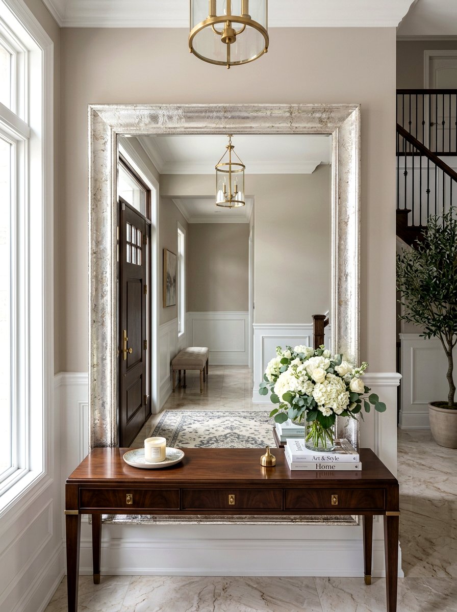 Silver Leaf Wall Mirror - 30 polished metal decor ideas