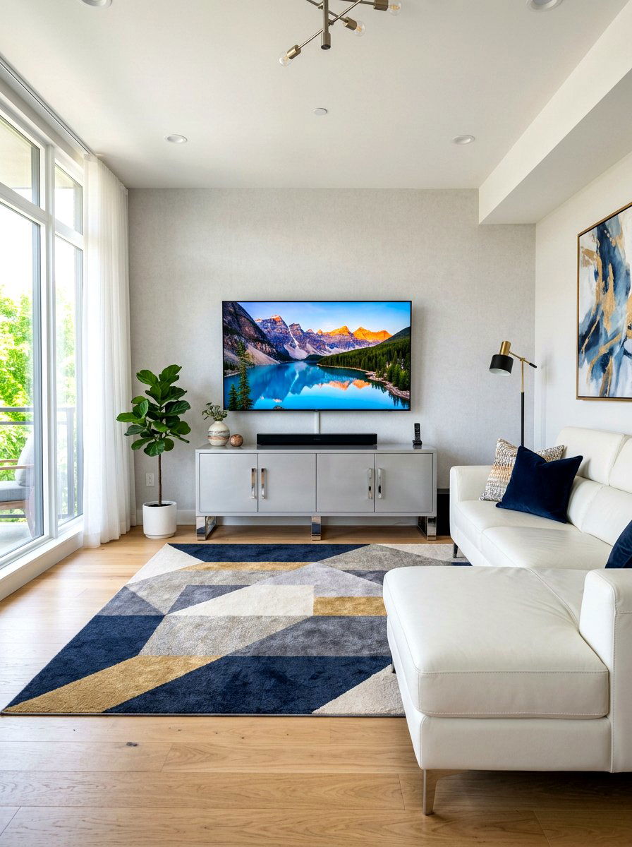 Silver Media Unit - 30 chrome aesthetic living room ideas