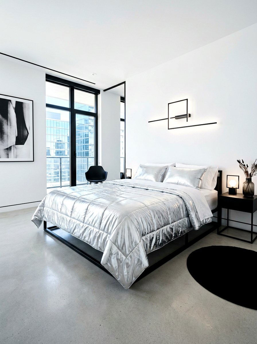 Silver Metallic Comforter - 30 space themed bedroom ideas