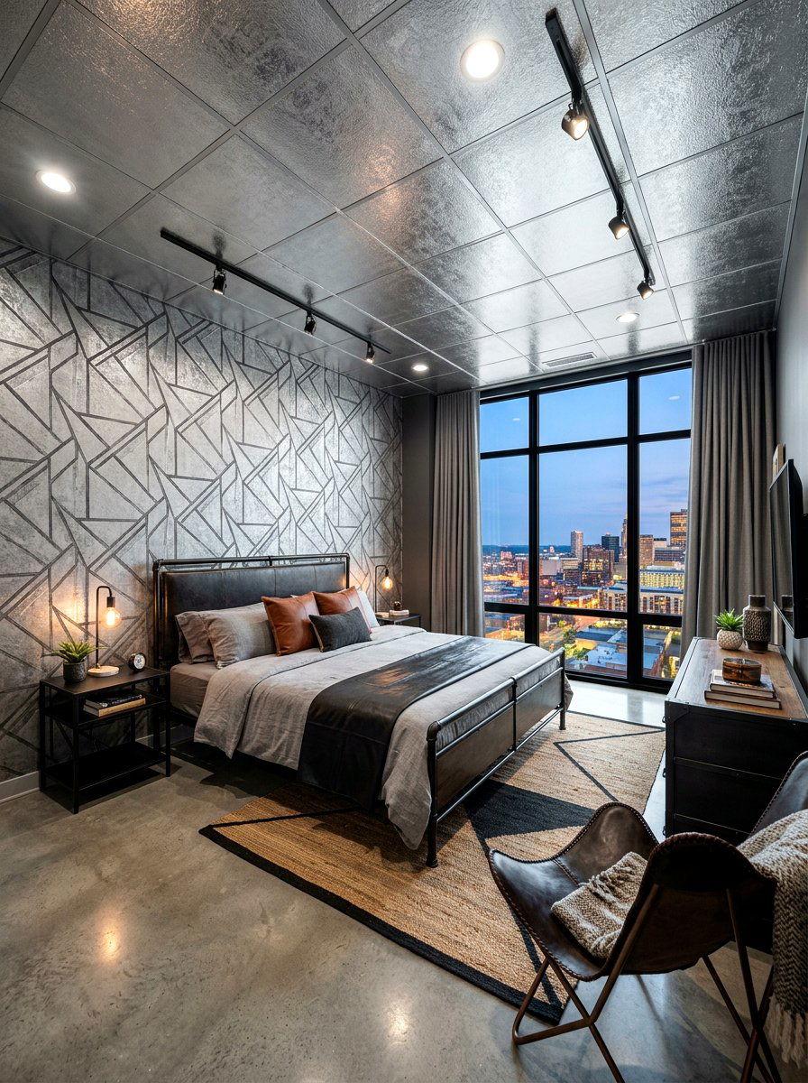 Silver Metallic Finish - 30 ceiling wallpaper bedroom ideas