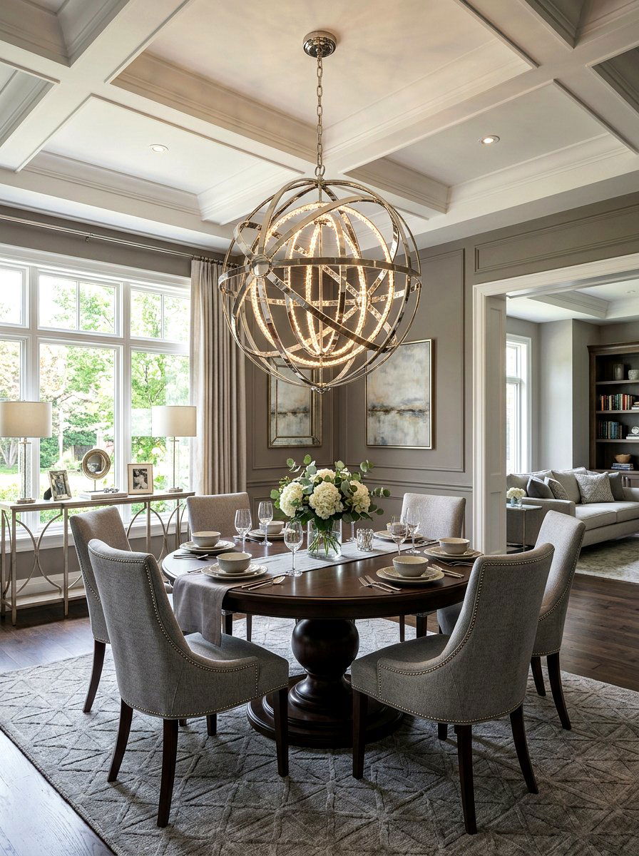 Silver Orb Chandelier - 30 dining room chandelier ideas