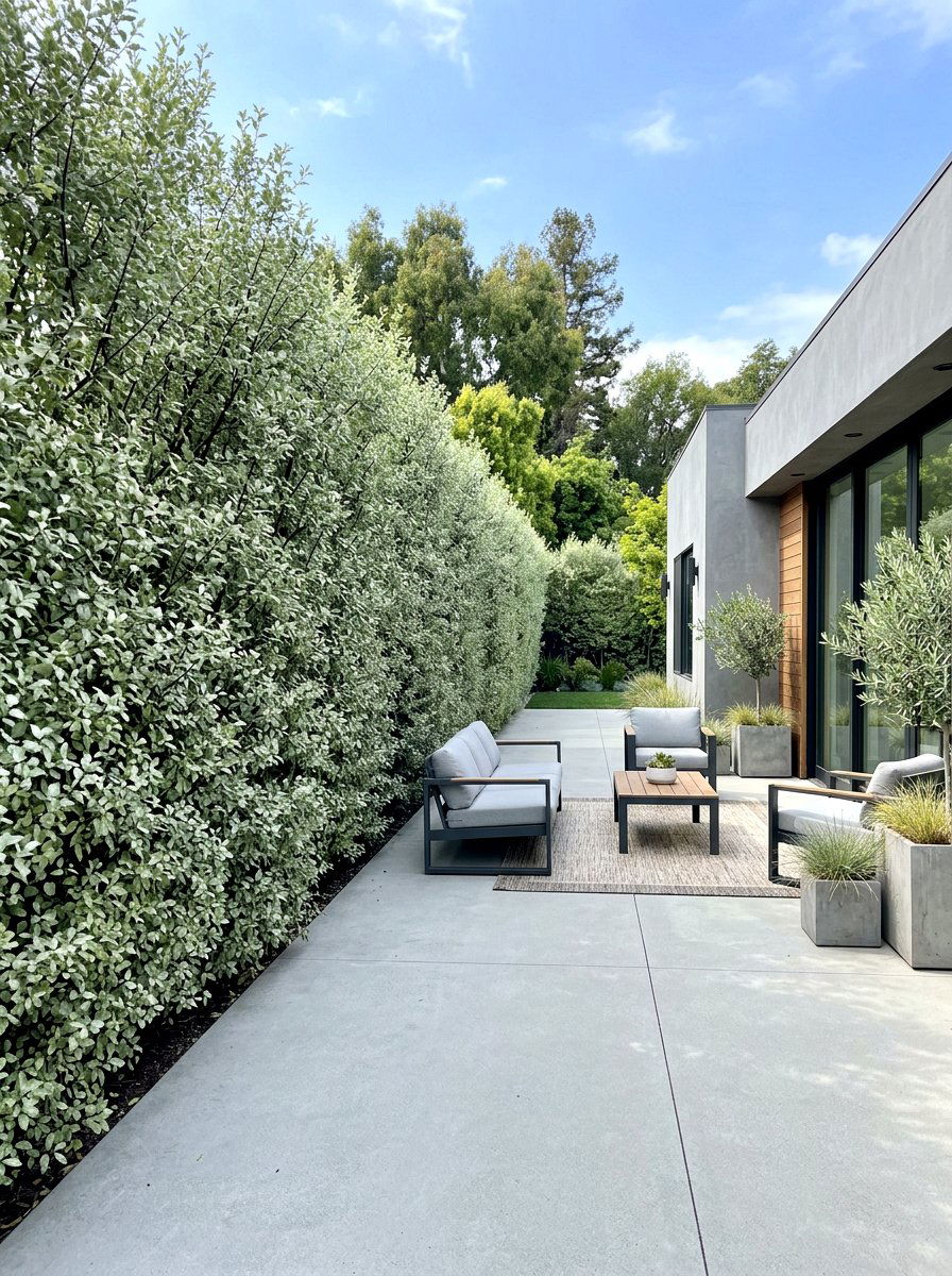 Silver Sheen Pittosporum - 30 hedge privacy ideas