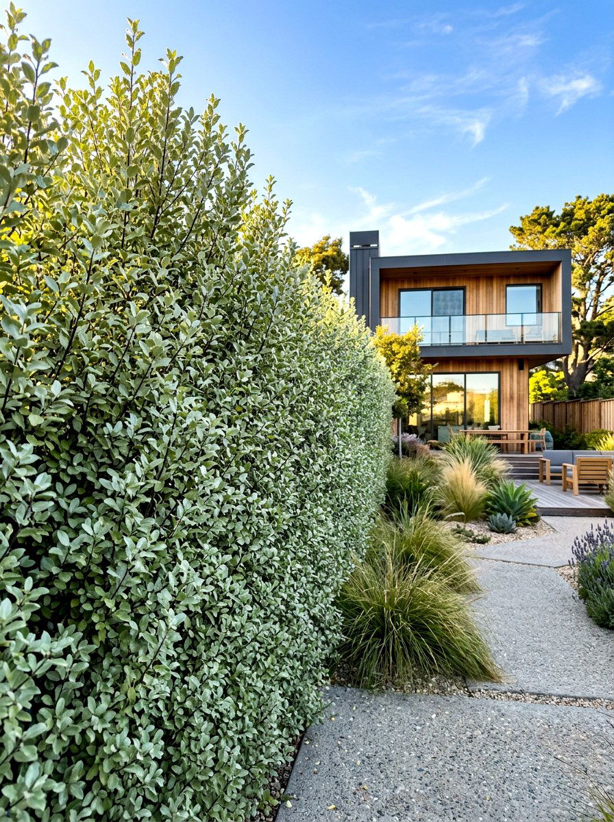 Silver Sheen Pittosporum screen - 30 evergreen privacy border ideas