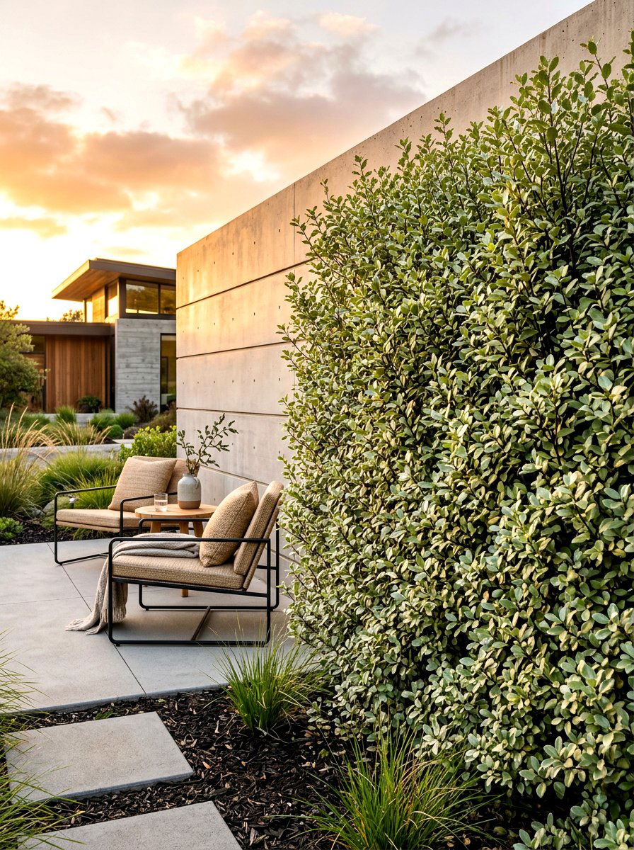 Silver Sheen Pittosporum - 30 backyard privacy hedge ideas