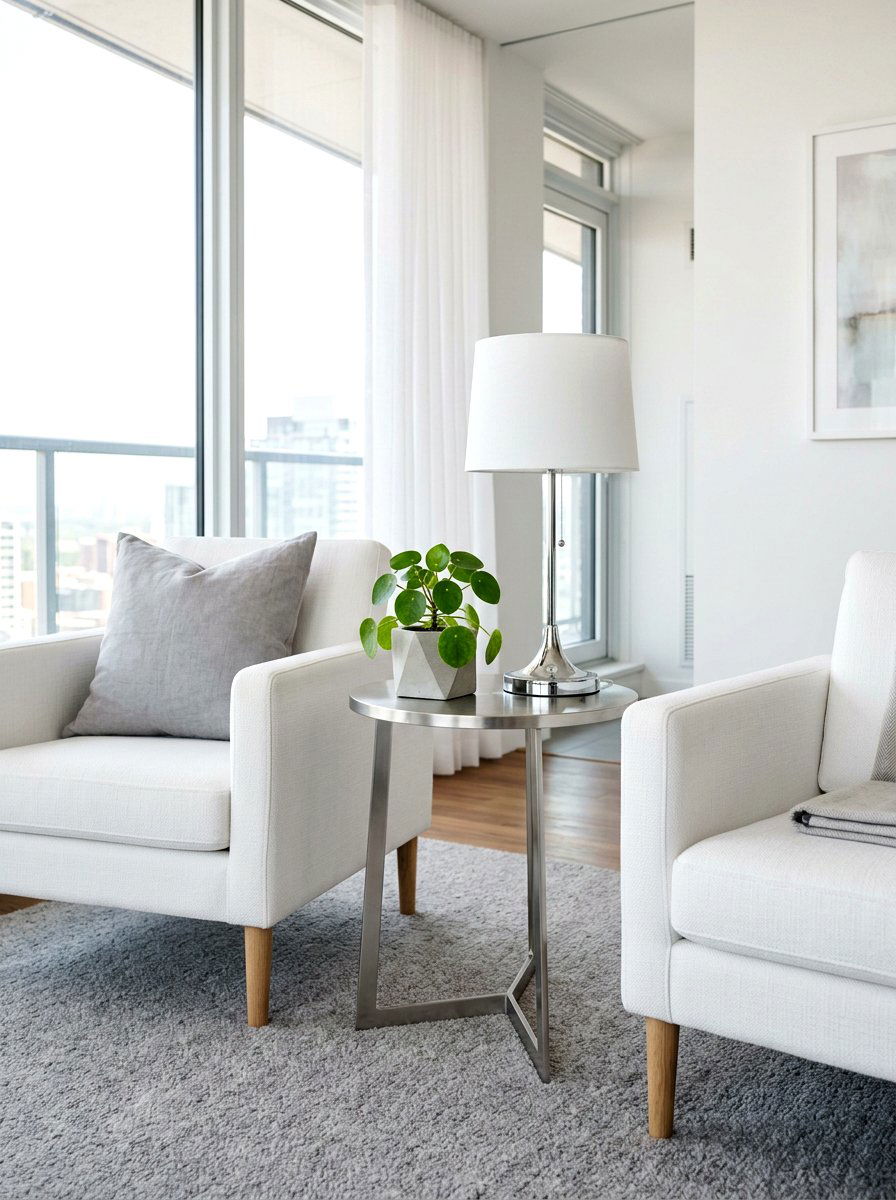 Silver Side Table - 30 chrome aesthetic living room ideas