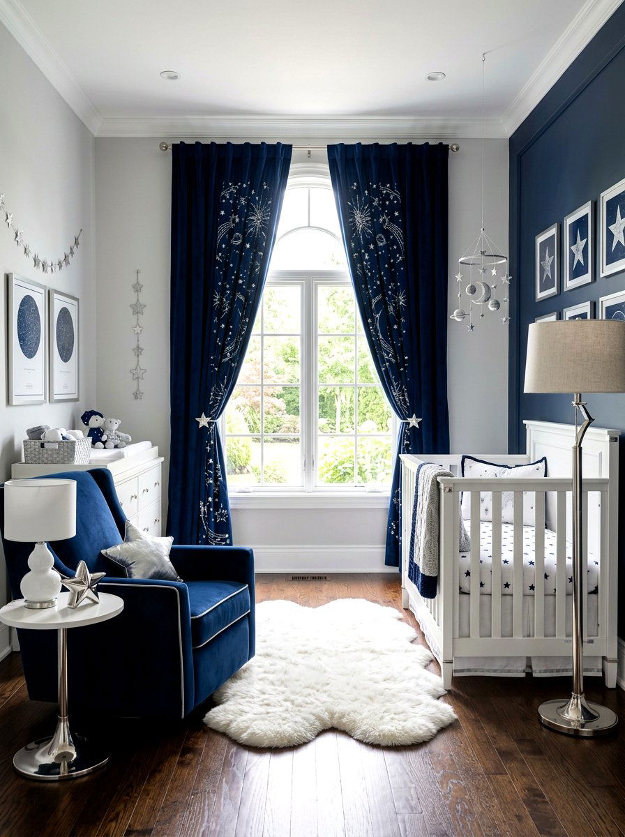 Silver Star Nursery Curtains - 30 celestial nursery ideas