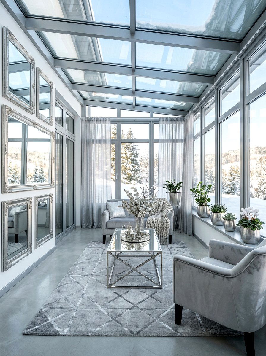 Silver Winter Sunroom - 30 metallic holiday decor ideas