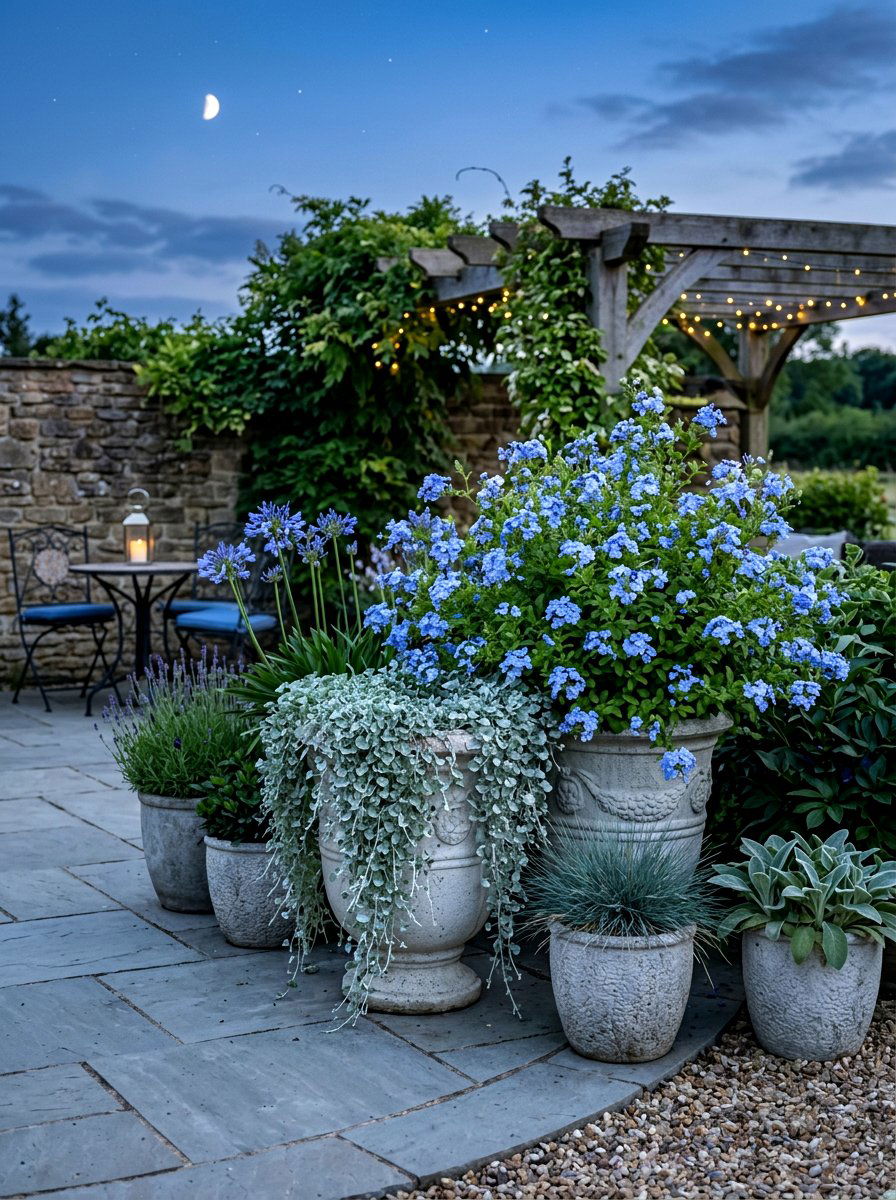 Silver and blue moon garden - 30 container garden color ideas