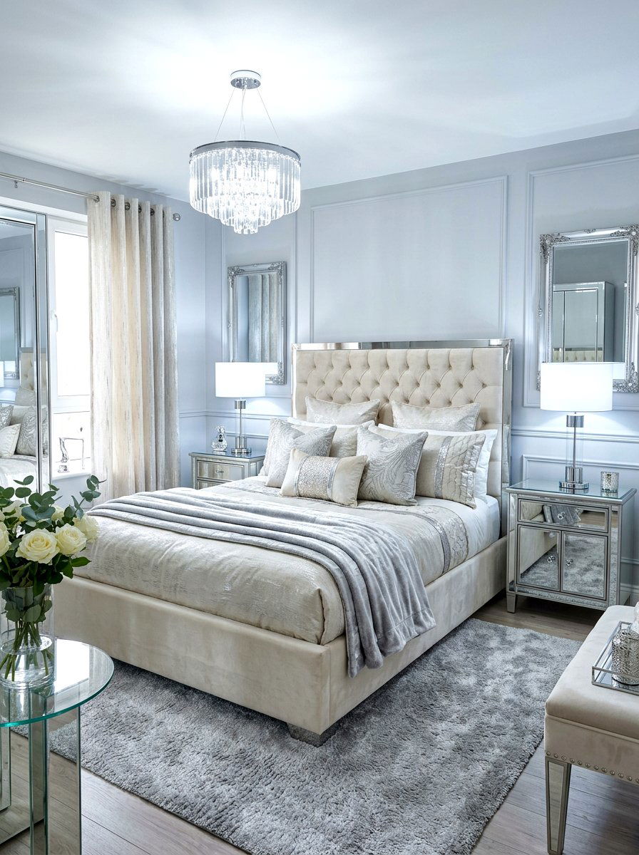 Silver and cream bedroom - 30 cream bedroom ideas