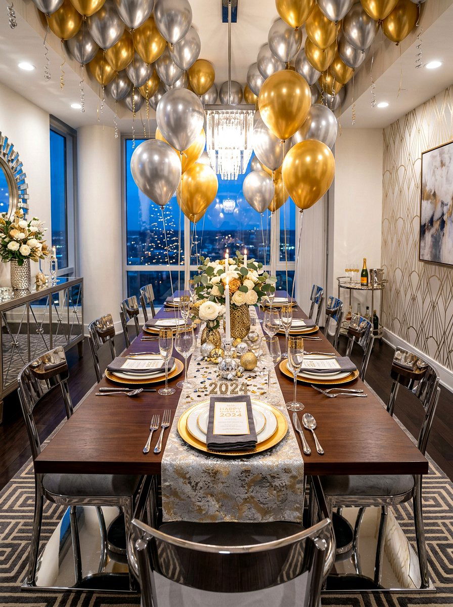 Silver and gold dining room - 30 New Year dining room ideas
