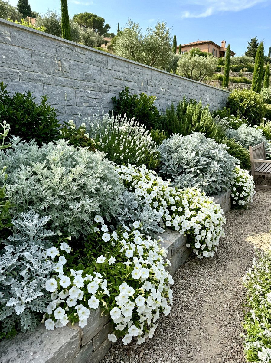 Silver foliage and white blooms - 30 white garden border ideas