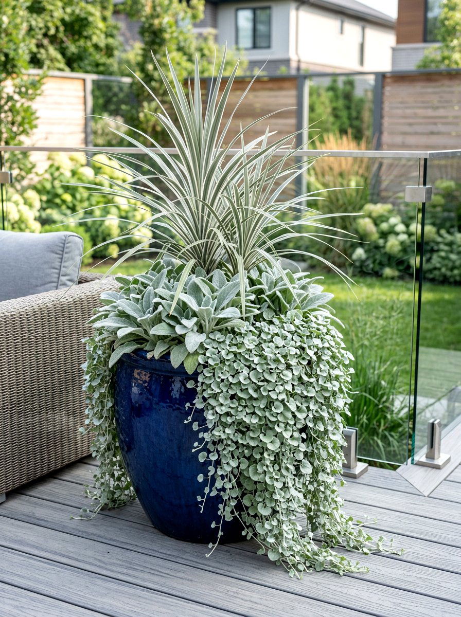 Silver foliage pot - 30 mixed container garden ideas
