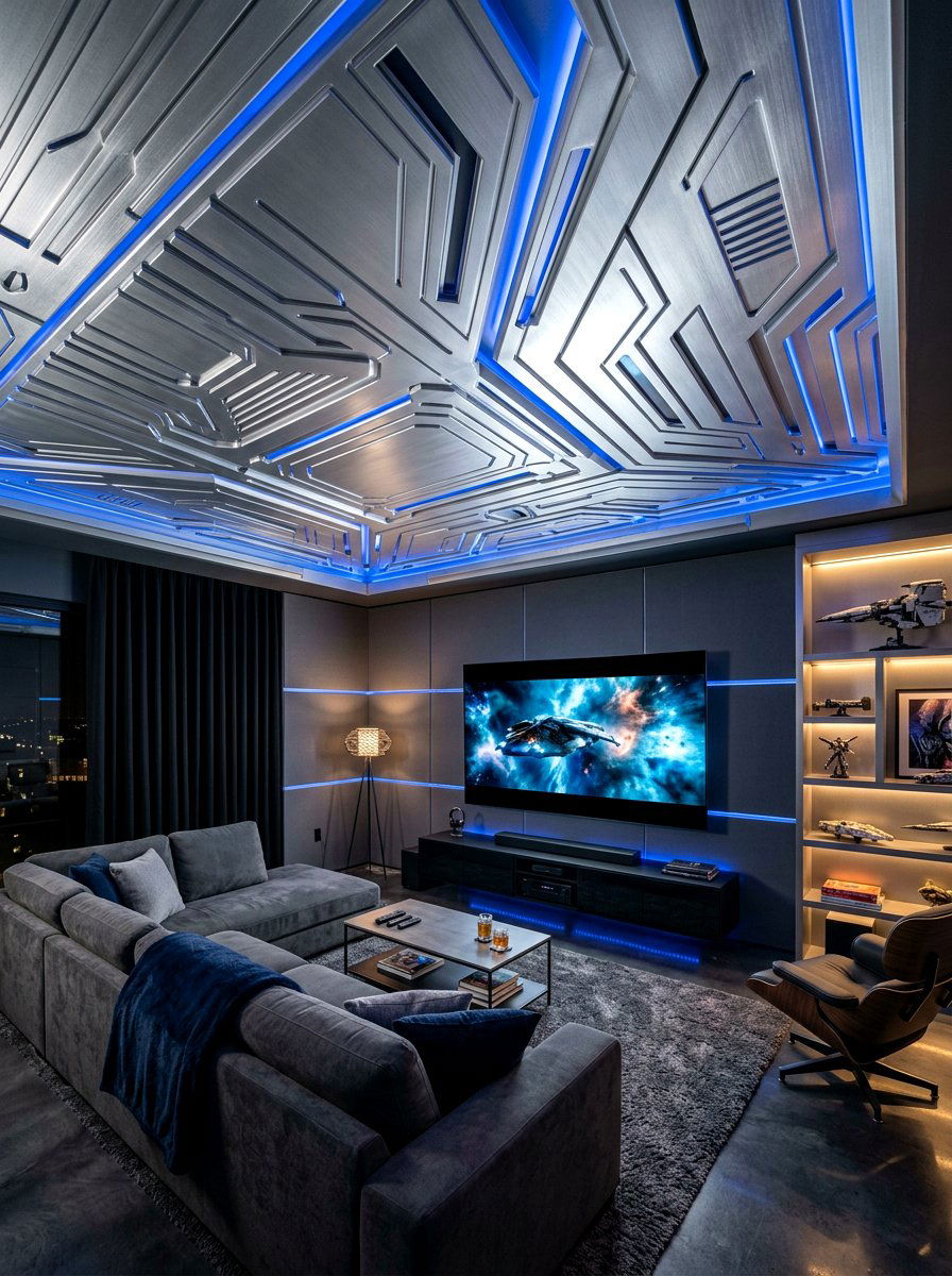 Silver metallic ceiling - 30 painted ceiling ideas