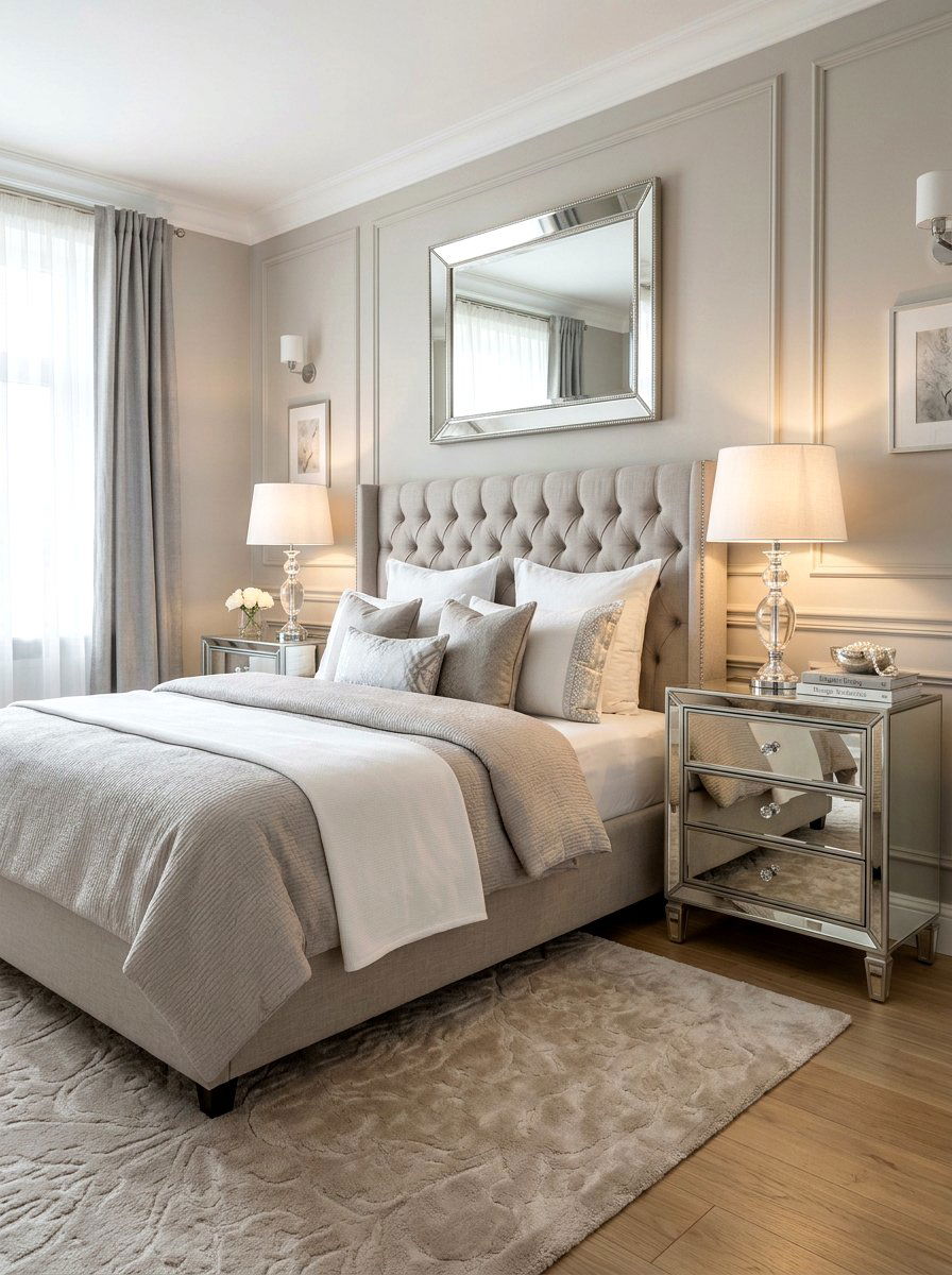 Silver mirrored nightstand - 30 silver chrome bedroom ideas